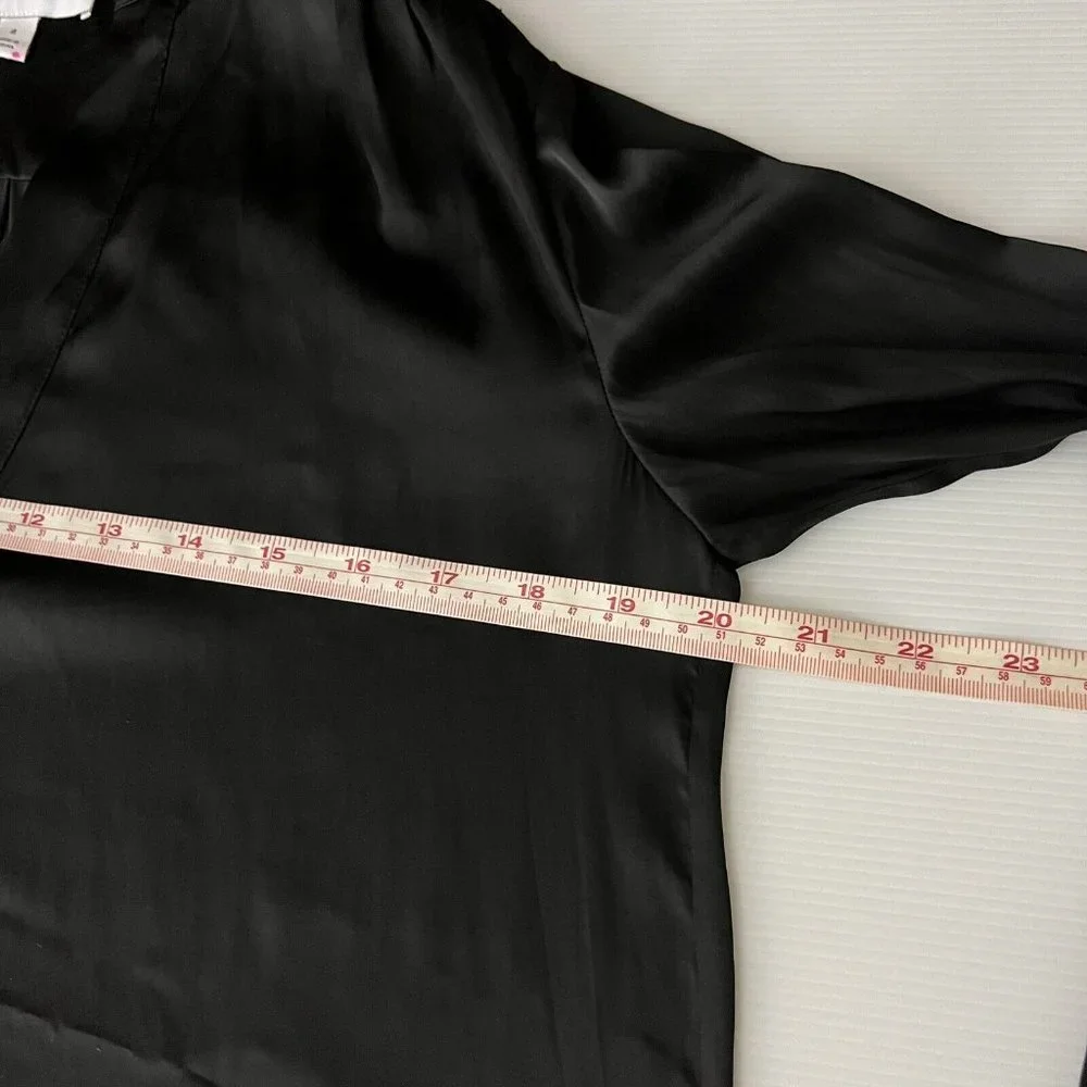 Witchery Modern Cuff Blouse Top Long Sleeve Black Satin Office Work Lux Size S 8 - Picture 12 of 13